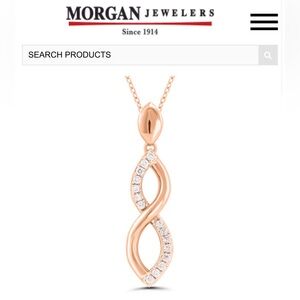 Morgan Jewelers Diamond Twist Infinity Rose Gold Necklace 1/20ctw NIB
